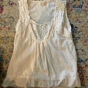 White embroidered sleeveless top